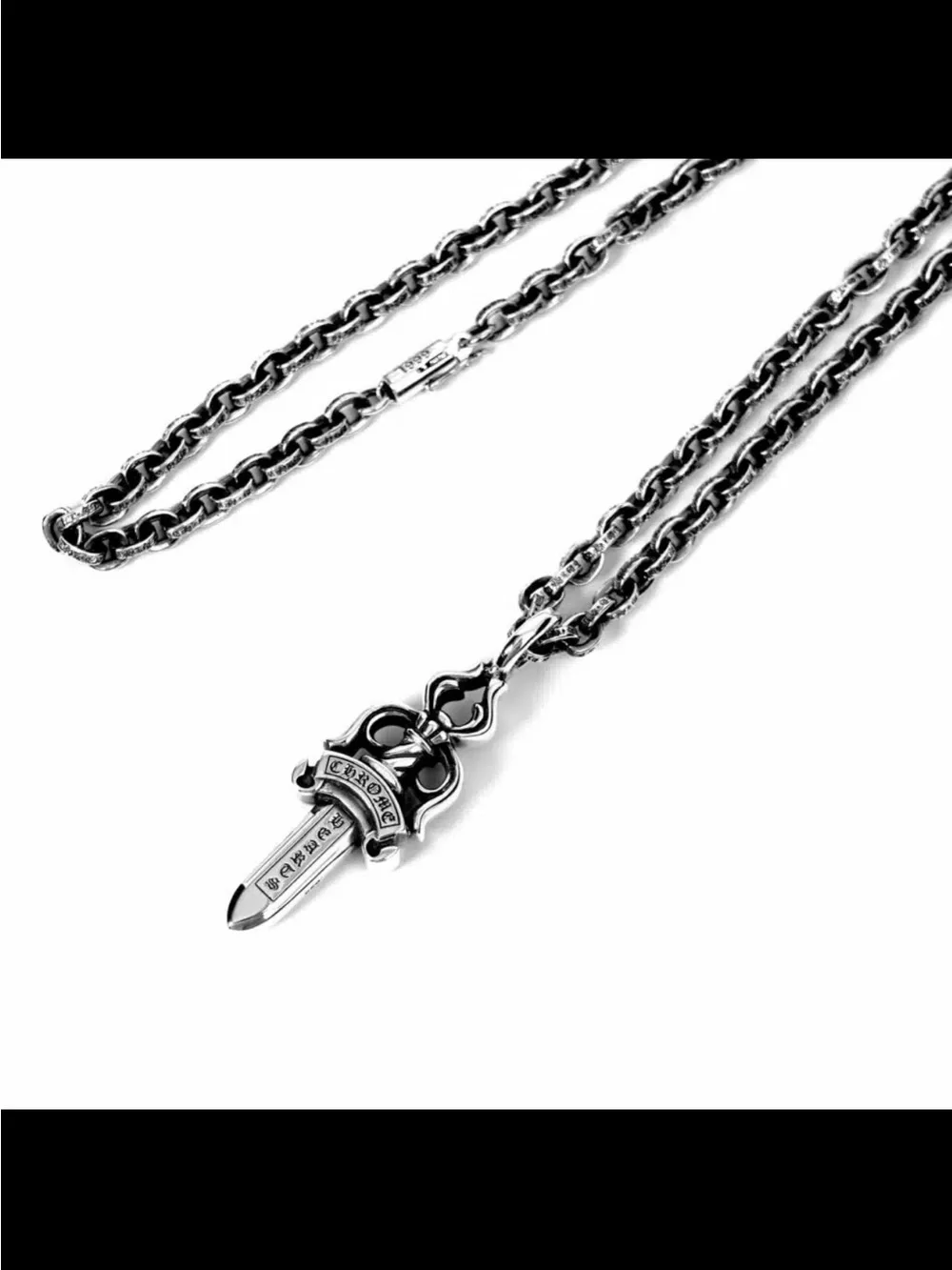 Chrome Hearts Silver Gothic Dagger Pendant Necklace